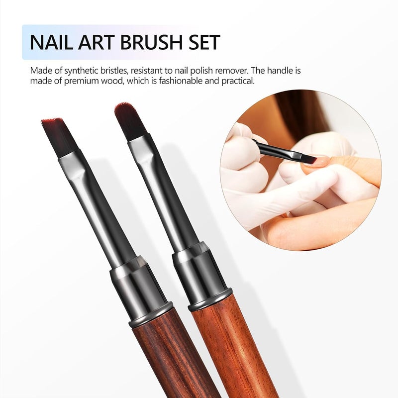 5Pcs Wood Handle Nail Art Brush Set For Precise Manicure Polish Clean Up - Image 4
